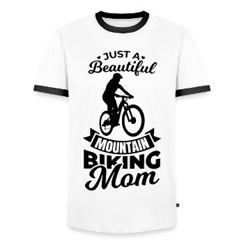 Mountain Biking Mom - Men's Ringer Shirt - white/black - Front - AI Model Female 172 light (172cm) & AI Model Male 178 dark (178cm)