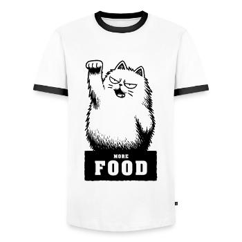 Plus de nourriture - T-shirt contrasté Homme - blanc/noir - Devant - AI Model Female 172 light (172cm) & AI Model Male 178 dark (178cm)