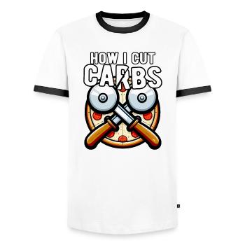 How I Cut Carbs Diet Carbs Pizza Fun - Men's Ringer Shirt - white/black - Front - AI Model Female 172 light (172cm) & AI Model Male 178 dark (178cm)