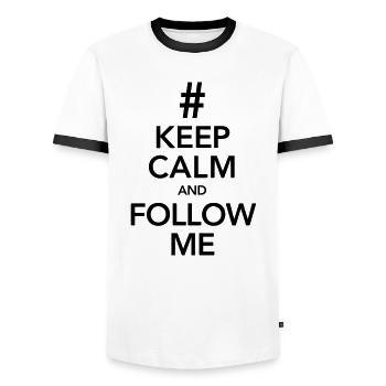 KEEP CALM AND ORDER ME! - Männer Kontrast-T-Shirt - Weiß/Schwarz - Vorne - AI Model Female 172 light (172cm) & AI Model Male 178 dark (178cm)