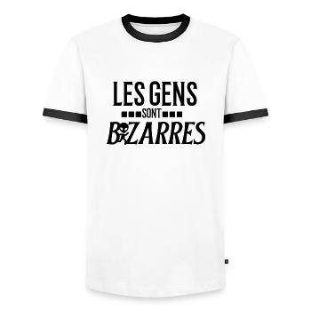 Les gens sont bizarres - T-shirt contrasté Homme - blanc/noir - Devant - AI Model Female 172 light (172cm) & AI Model Male 178 dark (178cm)