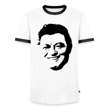 strauss porträt - Männer Kontrast-T-Shirt - Weiß/Schwarz - Vorne - AI Model Female 172 light (172cm) & AI Model Male 178 dark (178cm)