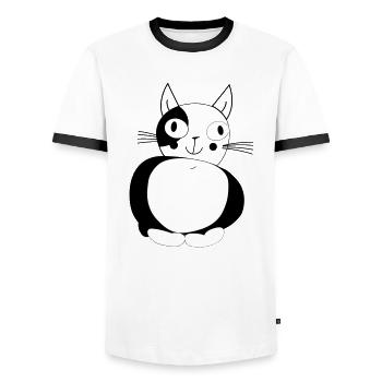 Chat - chat - T-shirt contrasté Homme - blanc/noir - Devant - AI Model Female 172 light (172cm) & AI Model Male 178 dark (178cm)