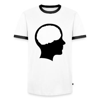 Symbol Kopf mit Hirn - Männer Kontrast-T-Shirt - Weiß/Schwarz - Vorne - AI Model Female 172 light (172cm) & AI Model Male 178 dark (178cm)