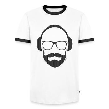 * NEW * Like a Dj (H) - Men's Ringer Shirt - white/black - Front - AI Model Female 172 light (172cm) & AI Model Male 178 dark (178cm)