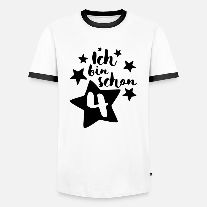 Ich bin schon Vier! - Männer Kontrast-T-Shirt - Weiß/Schwarz