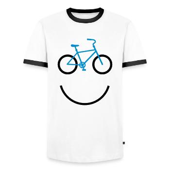 bicycle smiley - Men's Ringer Shirt - white/black - Front - AI Model Female 172 light (172cm) & AI Model Male 178 dark (178cm)