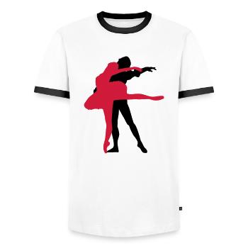 Danseuse de ballet vecteur Silhouette - T-shirt contrasté Homme - blanc/noir - Devant - AI Model Female 172 light (172cm) & AI Model Male 178 dark (178cm)