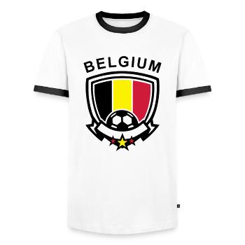 Football Emblem (Belgium) - Men's Ringer Shirt - white/black - Front - AI Model Female 172 light (172cm) & AI Model Male 178 dark (178cm)