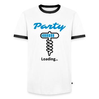 Party Loading... - Männer Kontrast-T-Shirt - Weiß/Schwarz - Vorne - AI Model Female 172 light (172cm) & AI Model Male 178 dark (178cm)