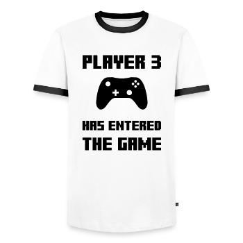 Player 3 has entered the Game - Männer Kontrast-T-Shirt - Weiß/Schwarz - Vorne - AI Model Female 172 light (172cm) & AI Model Male 178 dark (178cm)