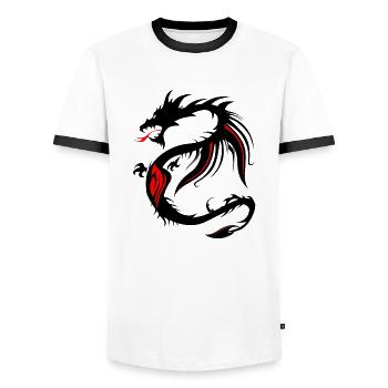 dragon tribal tattoo form 2004 uuuuuuuuuu w - Men's Ringer Shirt - white/black - Front - AI Model Female 172 light (172cm) & AI Model Male 178 dark (178cm)
