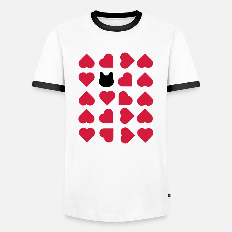 Ich liebe Katzen - Männer Kontrast-T-Shirt - Weiß/Schwarz