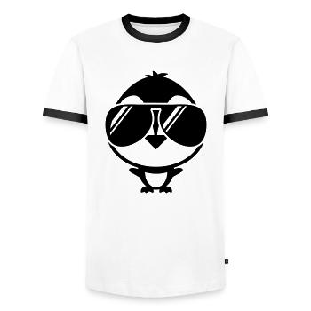 pinguin_shades_wq1 - Men's Ringer Shirt - white/black - Front - AI Model Female 172 light (172cm) & AI Model Male 178 dark (178cm)