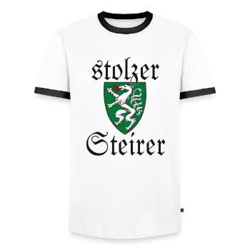 Stolzer Steirer Wappen Steiermark Spruch Geschenk - Männer Kontrast-T-Shirt - Weiß/Schwarz - Vorne - AI Model Female 172 light (172cm) & AI Model Male 178 dark (178cm)