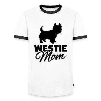 Westie Mom - Men's Ringer Shirt - white/black - Front - AI Model Female 172 light (172cm) & AI Model Male 178 dark (178cm)
