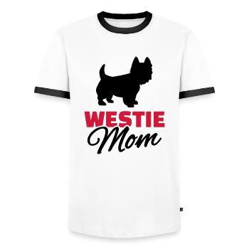 Westie Mom - Men's Ringer Shirt - white/black - Front - AI Model Female 172 light (172cm) & AI Model Male 178 dark (178cm)