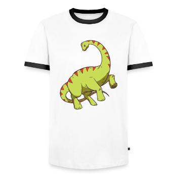 Dinosaure à long cou Apatosaurus - T-shirt contrasté Homme - blanc/noir - Devant - AI Model Female 172 light (172cm) & AI Model Male 178 dark (178cm)