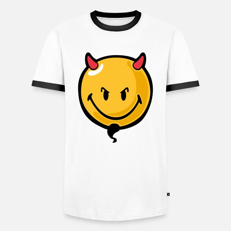 Smiley devil - Männer Kontrast-T-Shirt - Weiß/Schwarz