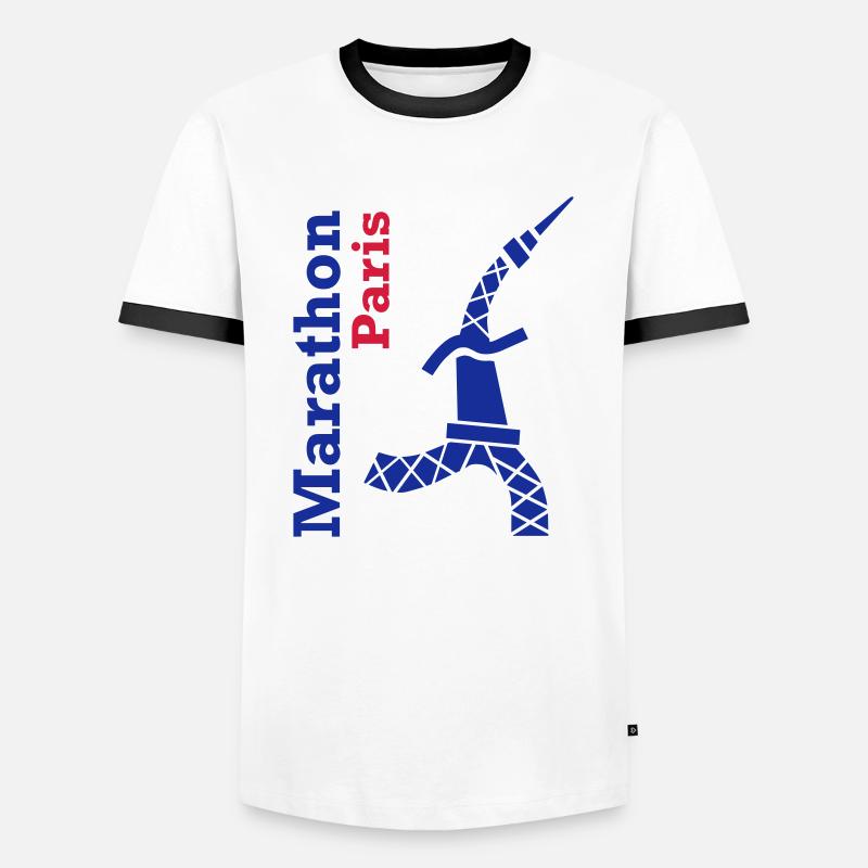 paris_marathon_eiffeltour - Men's Ringer Shirt - white/black