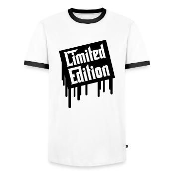 limited edition 1 - Men's Ringer Shirt - white/black - Front - AI Model Female 172 light (172cm) & AI Model Male 178 dark (178cm)