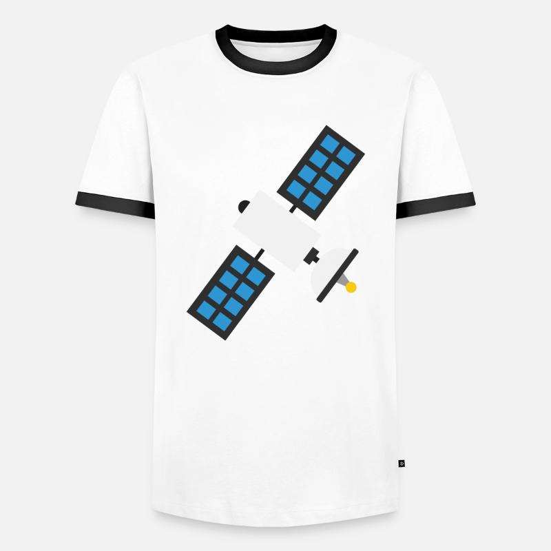 satellit - Männer Kontrast-T-Shirt - Weiß/Schwarz