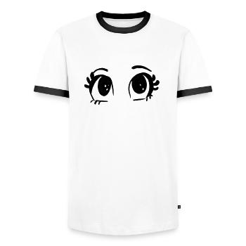 yeux - T-shirt contrasté Homme - blanc/noir - Devant - AI Model Female 172 light (172cm) & AI Model Male 178 dark (178cm)