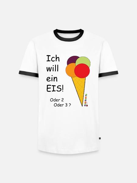 ich will ein eis - Männer Kontrast-T-Shirt - Weiß/Schwarz