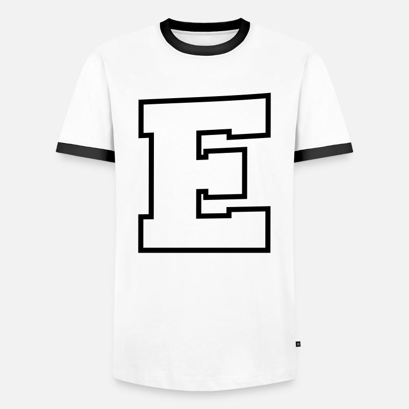 buchstabe E - Männer Kontrast-T-Shirt - Weiß/Schwarz