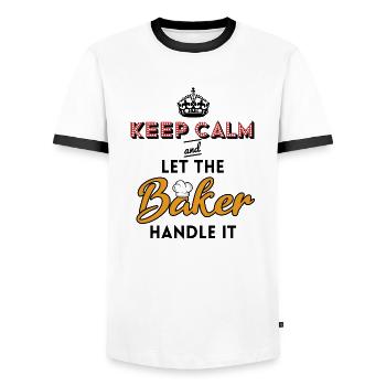 bäcker backstube bäckerin spruch sprüche kneter - Männer Kontrast-T-Shirt - Weiß/Schwarz - Vorne - AI Model Female 172 light (172cm) & AI Model Male 178 dark (178cm)