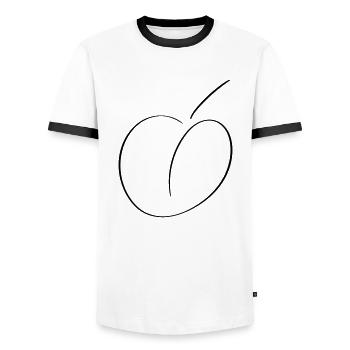 Peach Line Art - Minimaliste - T-shirt contrasté Homme - blanc/noir - Devant - AI Model Female 172 light (172cm) & AI Model Male 178 dark (178cm)