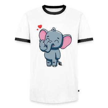 Süßer Baby Elefant mit Herz - Männer Kontrast-T-Shirt - Weiß/Schwarz - Vorne - AI Model Female 172 light (172cm) & AI Model Male 178 dark (178cm)