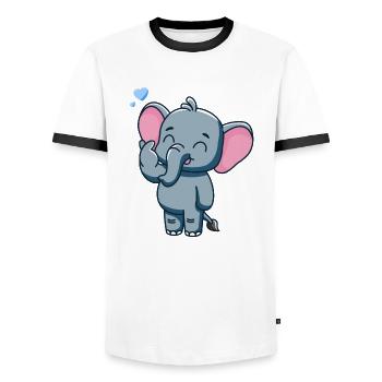 Süßer Baby Elefant mit Herz - Männer Kontrast-T-Shirt - Weiß/Schwarz - Vorne - AI Model Female 172 light (172cm) & AI Model Male 178 dark (178cm)