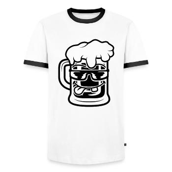 Mug de bière Cool Face - T-shirt contrasté Homme - blanc/noir - Devant - AI Model Female 172 light (172cm) & AI Model Male 178 dark (178cm)