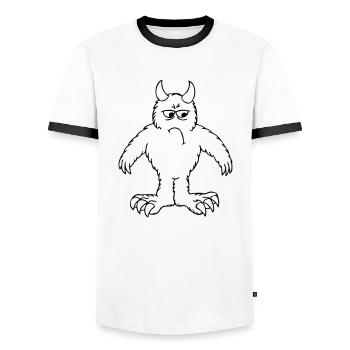 Monster "Gronk" - weiss gefuellt - Männer Kontrast-T-Shirt - Weiß/Schwarz - Vorne - AI Model Female 172 light (172cm) & AI Model Male 178 dark (178cm)