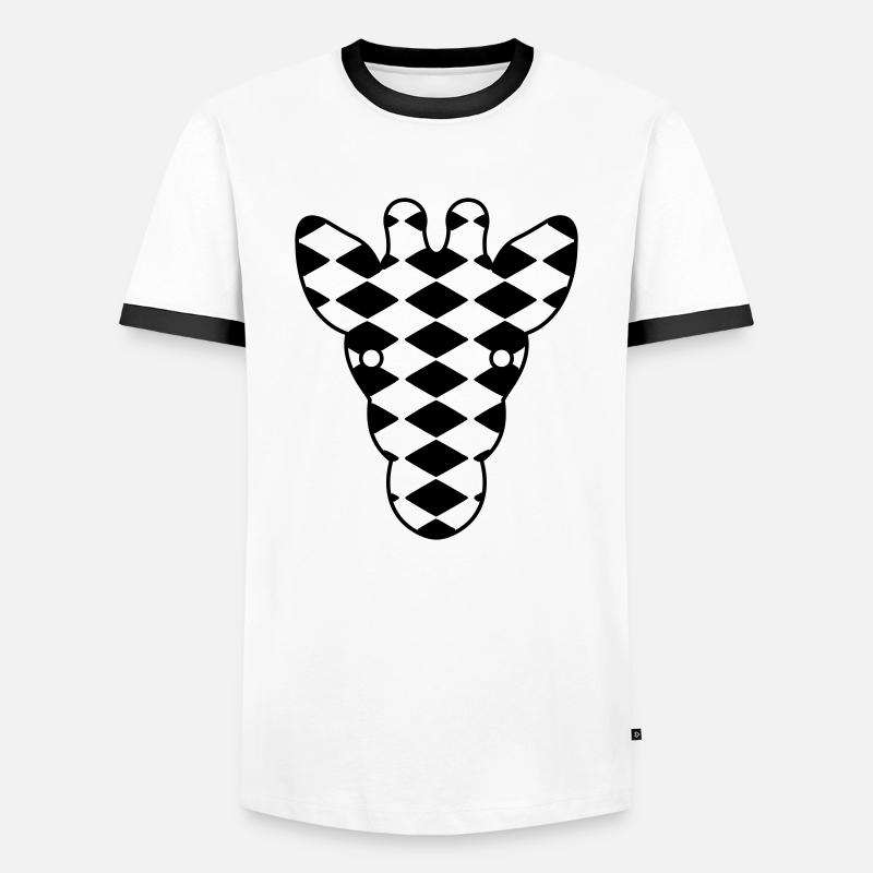 Giraffe - Männer Kontrast-T-Shirt - Weiß/Schwarz