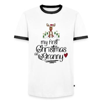 Funny gifts for Granny for Christmas - Men's Ringer Shirt - white/black - Front - AI Model Female 172 light (172cm) & AI Model Male 178 dark (178cm)
