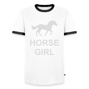 Citation de fille de cheval disant - T-shirt contrasté Homme - blanc/noir - Devant - AI Model Female 172 light (172cm) & AI Model Male 178 dark (178cm)