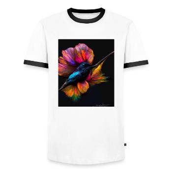 Beautiful colorful butterfly - for the strong and brave - Men's Ringer Shirt - white/black - Front - AI Model Female 172 light (172cm) & AI Model Male 178 dark (178cm)