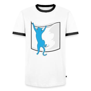chat dans votre poche - T-shirt contrasté Homme - blanc/noir - Devant - AI Model Female 172 light (172cm) & AI Model Male 178 dark (178cm)