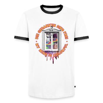 Fenster colorfulmind - Männer Kontrast-T-Shirt - Weiß/Schwarz - Vorne - AI Model Female 172 light (172cm) & AI Model Male 178 dark (178cm)
