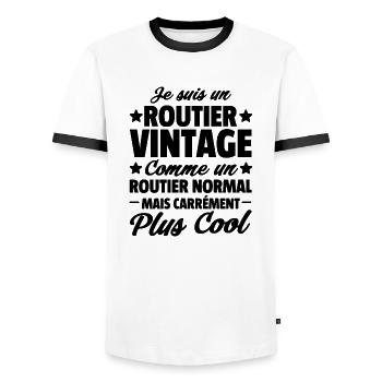 Je suis un routier vintage / humour routier - T-shirt contrasté Homme - blanc/noir - Devant - AI Model Female 172 light (172cm) & AI Model Male 178 dark (178cm)