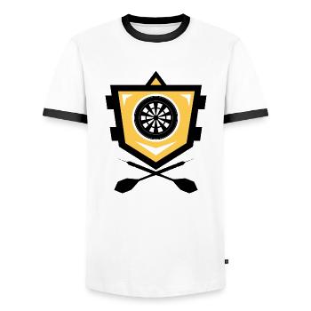 Bouclier d’armoiries Dart - T-shirt contrasté Homme - blanc/noir - Devant - AI Model Female 172 light (172cm) & AI Model Male 178 dark (178cm)