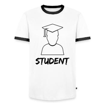 student diploma - Männer Kontrast-T-Shirt - Weiß/Schwarz - Vorne - AI Model Female 172 light (172cm) & AI Model Male 178 dark (178cm)
