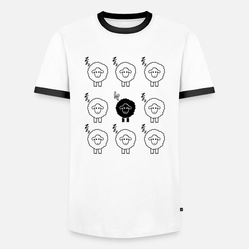 Schwarzes Schaf - Männer Kontrast-T-Shirt - Weiß/Schwarz