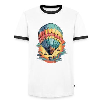 Montgolfière et coucher de soleil - T-shirt contrasté Homme - blanc/noir - Devant - AI Model Female 172 light (172cm) & AI Model Male 178 dark (178cm)