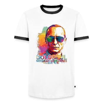 Résistance colorée #Pu - T-shirt contrasté Homme - blanc/noir - Devant - AI Model Female 172 light (172cm) & AI Model Male 178 dark (178cm)
