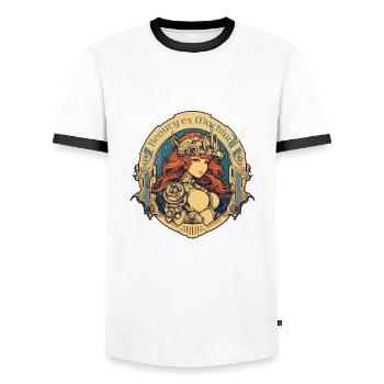 Beauté ex Machina 3 - T-shirt contrasté Homme - blanc/noir - Devant - AI Model Female 172 light (172cm) & AI Model Male 178 dark (178cm)