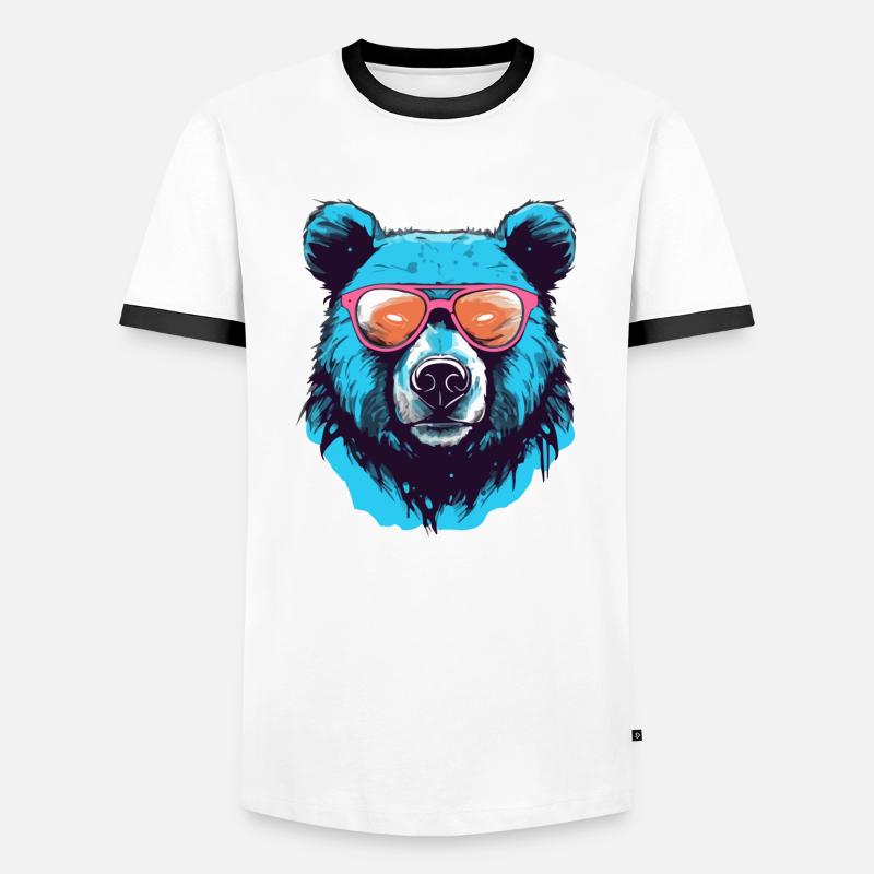Com the super bear - Men's Ringer Shirt - white/black