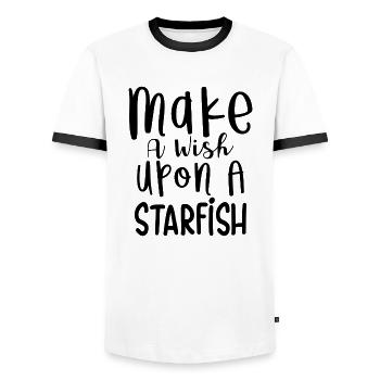 Make a wish upon a Starfish - Men's Ringer Shirt - white/black - Front - AI Model Female 172 light (172cm) & AI Model Male 178 dark (178cm)